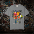 Gorillaz Band T-Shirt - frontal cinzenta fundo rock