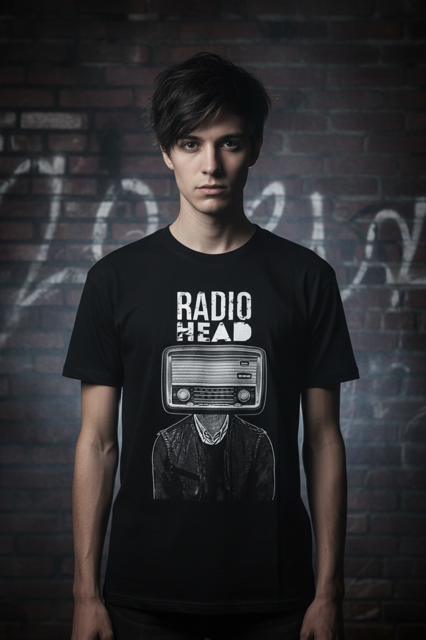 T-shirt Radiohead — frente fundo graffiti