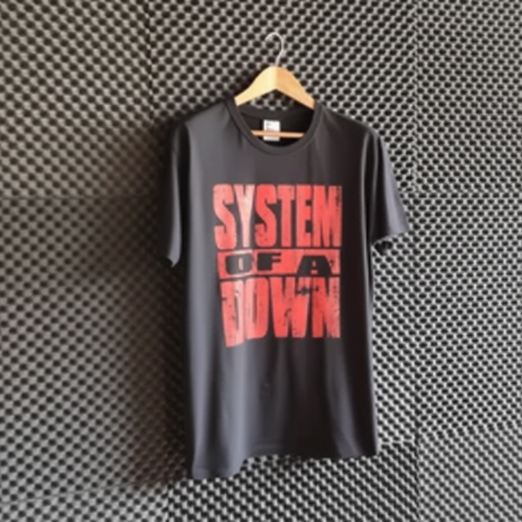 T-shirt preta System of a Down com estampado vermelho