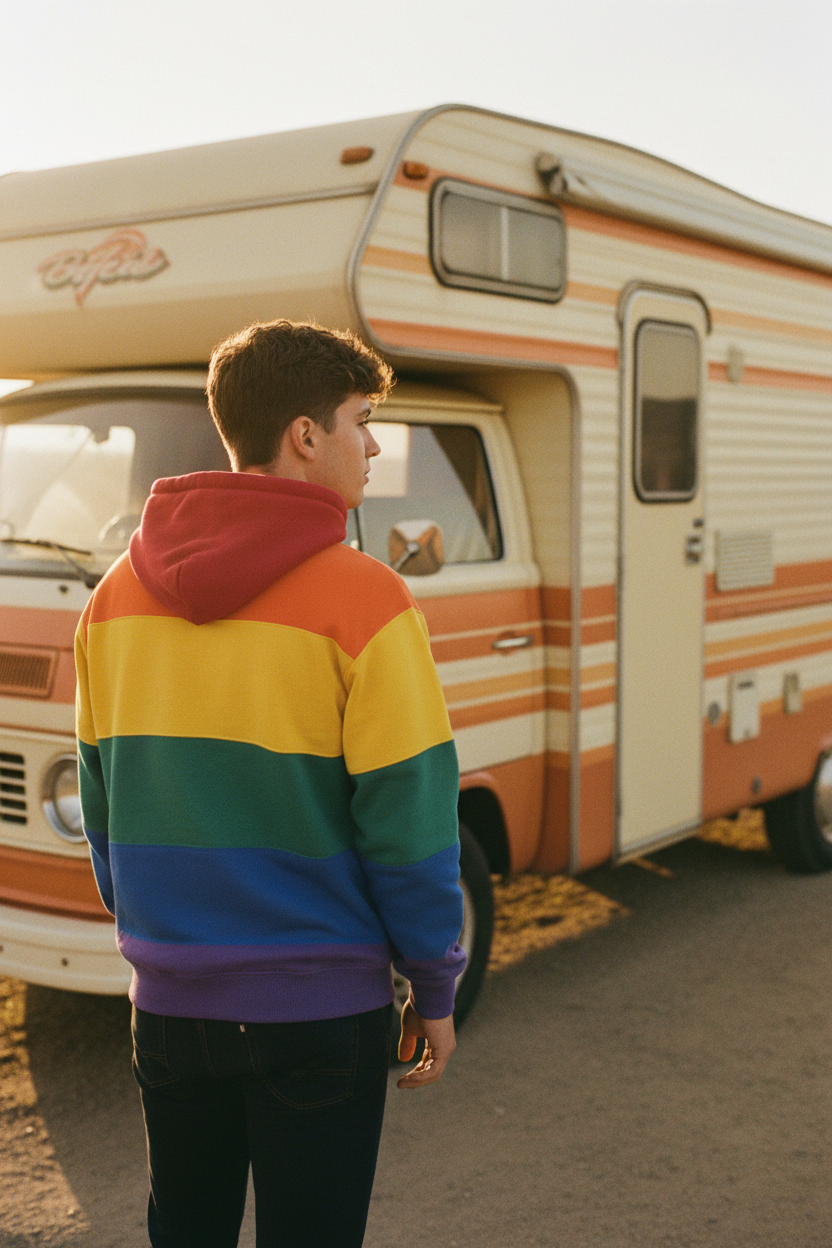 Rainbow Hoodie Homem Costas