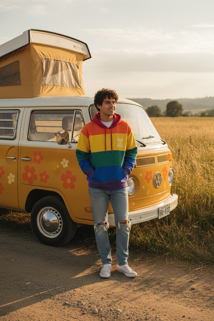 Rainbow Hoodie Homem Frente