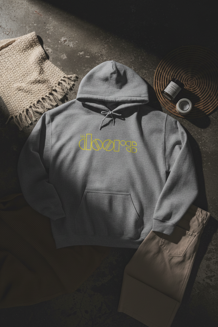 The Doors Hoodie Cinzento Flat Lay